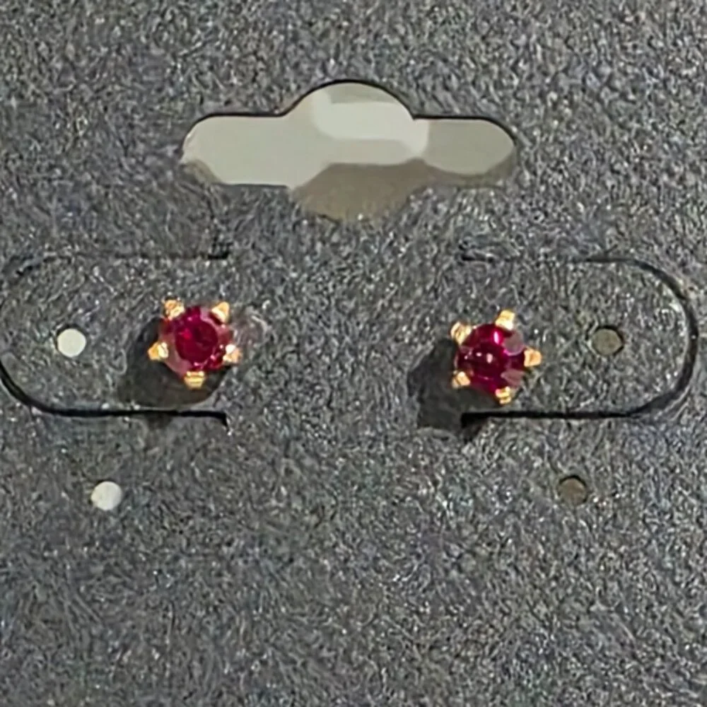 Swarovski Crystal Stud Earrings – Gold Overlay - Red Stone - Luxury Jewelry
